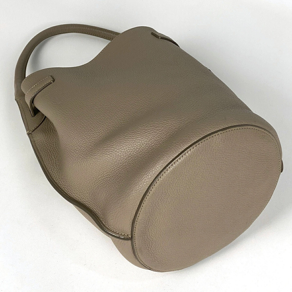 Celine Bucket Bag Greige Shoulder Leather Bucket Handbag Gray
